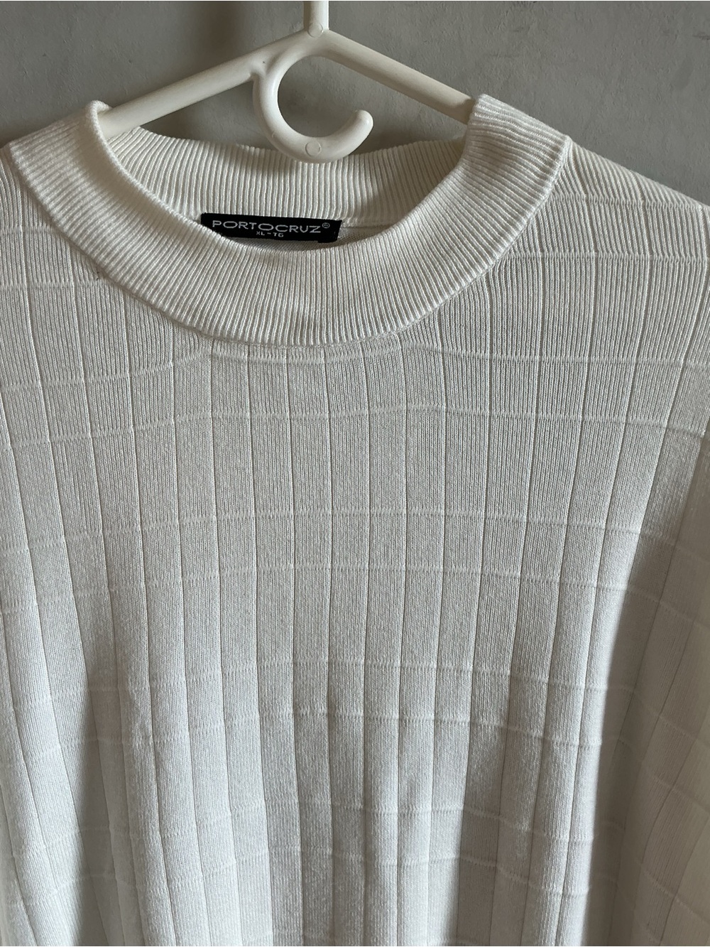 Women's White Ribbed Knit Sweater